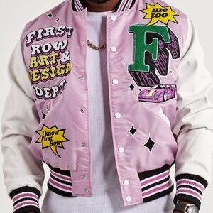 First Row Graphic Design Pink/Green Men's Jacket. Size/ L